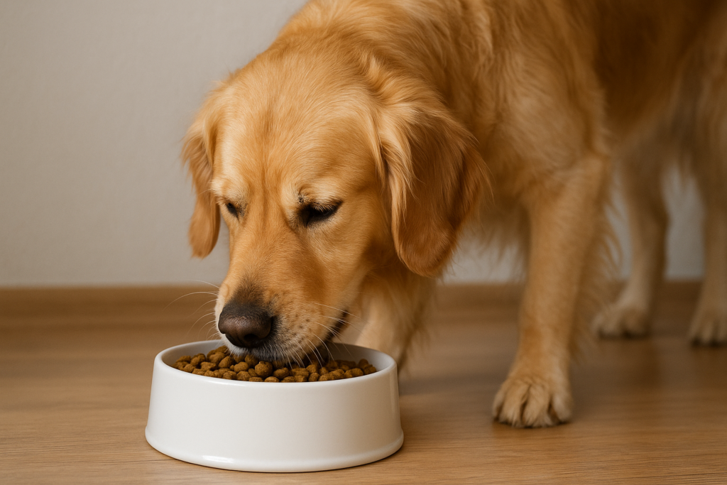 chien qui mange