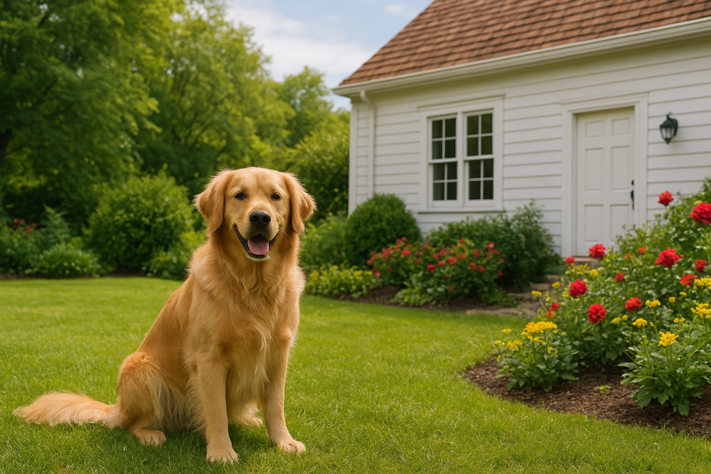 chien dans un jardin